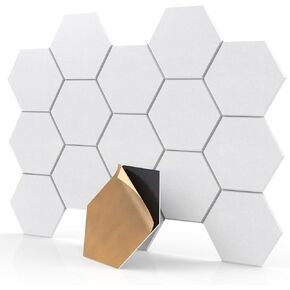 18 Pack White Hexagon Self-Adhesive Acoustic Panels-12"X10"X 0.4" Soundproof Wall Panels, High-Density Sound Absorbing for Studios, Offices, and Home Theaters