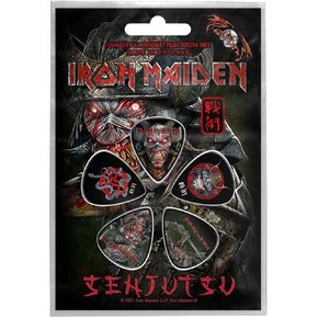 حزمة Iron Maiden Plectrum Pack شعار Senjutsu Band الرسمي 5 عبوات من اختيارات الجيتار مقاس واحد