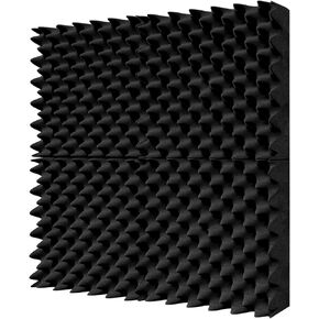 TroyStudio Thick Acoustic Foam Panels, 12 X 12 X 3 Inch 4 Pcs Broadband Sound Absorbing Foam, Dense Soundproof Padding Tile, Recording Studio Foam Absorber, Eggcrate Decorative 3D Wall Ceiling Panel