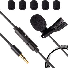 findTop Upgraded Version Lavalier Microphone, Mini Microphone and 6 Microphone Windshields Compatible with iPhone, iPad, iPod Touch, Android Smartphone and DSLR Cameras and Desktop PC etc