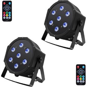 7x10W Par DJ LED Par Light Remote & DMX Controlled Sound Activated Auto Play Uplights for Wedding Birthday Christmas Holiday Music Show Dance Party Stage