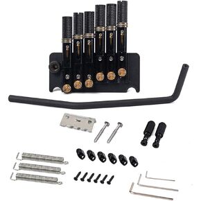 Alnicov 6 String Headless Guitar Bridge Tremolo System Set with Tailpiece for Electric Guitar Parts Replacement Tool