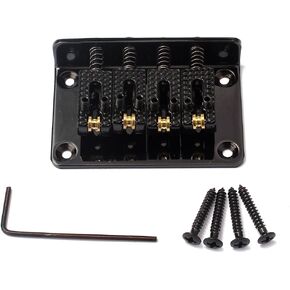 Hard-Tail Roller Bridge 4 String Guitar Bridge Roller Hardtail Bridge Top Load Guitar Bridge Roller Saddles For Cigar Box Guitar(Black)