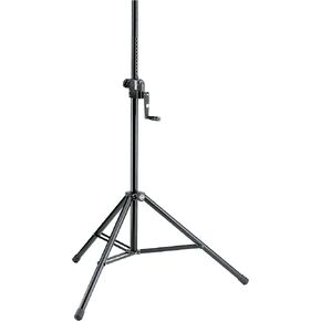 K&M König & Meyer 21300.009.55 Speaker Tripod Stand | Locking Hand Crank Height Adjustment | Double Cross Leg Brace | Folds Compact | Threaded Speaker Connection | Max Load 77 lbs | German Made Black