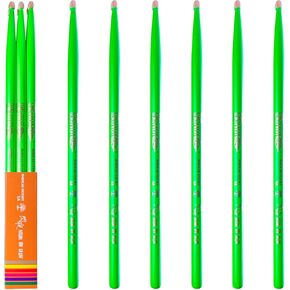 6-sticks(Assorted),HUN Neon UV Glow Drum Stick, 5A Drum Stick, Hickory Drum Stick, for Acoustic or Electronic Drum, wood drumstick glow under black light on stage,not a plastic stick glow in dark. in Kuwait