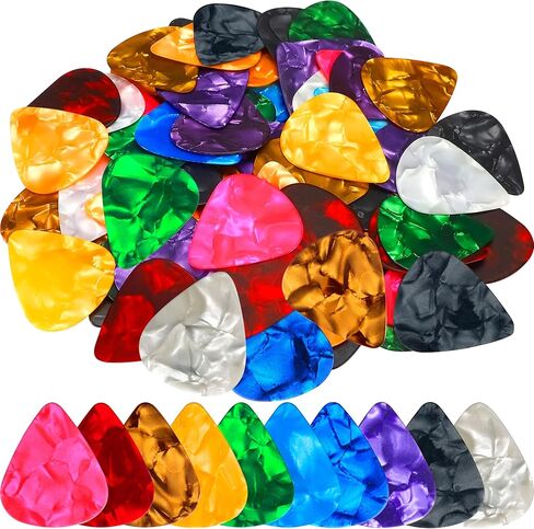 110 قطعة من أعواد الجيتار 0.46 مم من أعواد الجيتار السيليلويد تتضمن سماكة رفيعة ومتوسطة ثقيلة ومجموعة متنوعة من الريشات الملونة للقيثارات الصوتية الكهربائية القيثارة in Kuwait