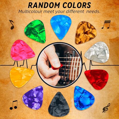 110 قطعة من أعواد الجيتار 0.46 مم من أعواد الجيتار السيليلويد تتضمن سماكة رفيعة ومتوسطة ثقيلة ومجموعة متنوعة من الريشات الملونة للقيثارات الصوتية الكهربائية القيثارة in Kuwait