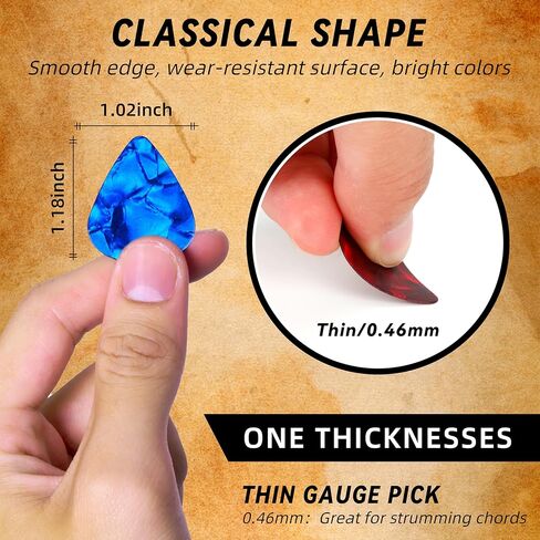 110 قطعة من أعواد الجيتار 0.46 مم من أعواد الجيتار السيليلويد تتضمن سماكة رفيعة ومتوسطة ثقيلة ومجموعة متنوعة من الريشات الملونة للقيثارات الصوتية الكهربائية القيثارة in Kuwait