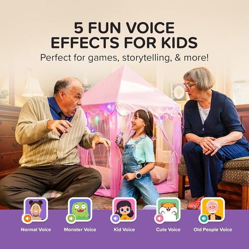 آلة كاريوكي محمولة للأطفال والكبار (myFirst Voice 2) مع تأثيرات تغيير الصوت ومكبر صوت لاسلكي لعيد الميلاد للأطفال ألعاب هدايا للبنات 4، 5، 6، 7، 8، 9، 10 سنوات (أرجواني) in Saudi Arabia