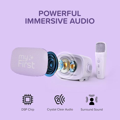 آلة كاريوكي محمولة للأطفال والكبار (myFirst Voice 2) مع تأثيرات تغيير الصوت ومكبر صوت لاسلكي لعيد الميلاد للأطفال ألعاب هدايا للبنات 4، 5، 6، 7، 8، 9، 10 سنوات (أرجواني) in Saudi Arabia