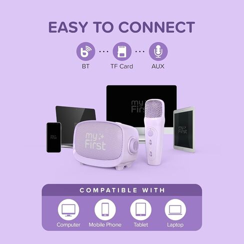 آلة كاريوكي محمولة للأطفال والكبار (myFirst Voice 2) مع تأثيرات تغيير الصوت ومكبر صوت لاسلكي لعيد الميلاد للأطفال ألعاب هدايا للبنات 4، 5، 6، 7، 8، 9، 10 سنوات (أرجواني) in Saudi Arabia