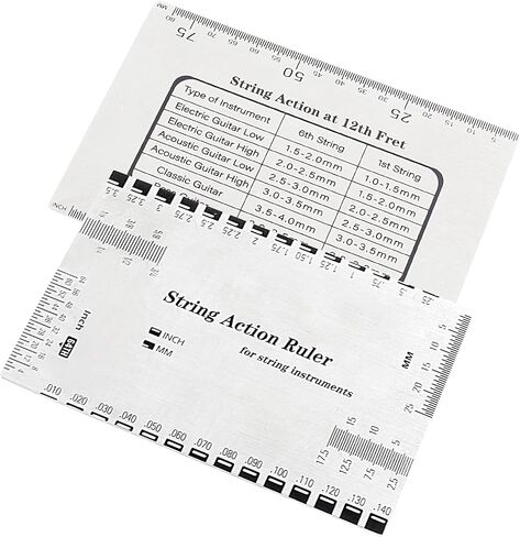Piutouyar Guitar String Action Gauge Ruler, Metal Guitar String Height Gauge Guitar Setup Measuring Ruler Tool Repairing Luthier Tools for Guitar, Bass in Saudi Arabia