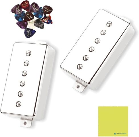 Seymour Duncan Phat Cat P90 Pickup Humbucker Pickup Set, Nickel Cover Bundle with 12x Fender Guitar Picks and Liquid Audio Instrument Polishing Cloth - 11108-16-NC Model in Saudi Arabia