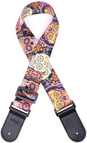 Art Attack لينة القطن السكر الجمجمة يوم الموتى حزام الغيتار الأزهار، للقيثارة الصوتية الكهربائية وباس in Saudi Arabia
