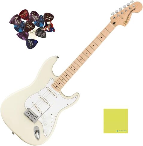 سلسلة Fender Affinity Series™ Stratocaster®، لوحة أصابع خشب القيقب، باللون الأبيض الأولمبي، حزمة 0378002505 مع 12 قطعة من أعواد الجيتار وقماش تلميع الصوت السائل in Saudi Arabia