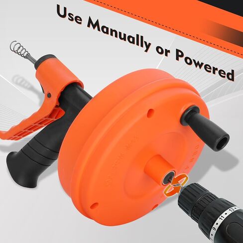 50 Foot Drain Auger,Use Manually or Drill Powered,Heavy Duty Flexible Plumbing Snake,With Gloves and Storage Bag,for Kitchen Sink in Saudi Arabia