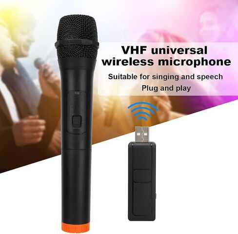 Universal Handheld Wireless Microphone,Black ABS Plastic Professional VHF Wireless Microphone USB Reception Mic in Saudi Arabia