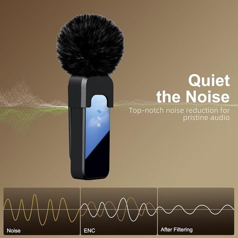 Wireless Lavalier Microphone for iPhone/Camera/Android/Laptop with Noise Cancellation, 25H Battery Life, 131ft Range, Clip on Wireless Lapel Mic for Video Recording, Vlogging, Interview in Saudi Arabia
