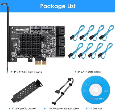 PCIE SATA 6 Gbit/s PCIE Expansion Card, 6-Port PCIE 1X SATA Card, SATA Controller, PCI-E 3.0 GEN3 ASM1166 chipset - with 6 SATA Cables and Flat Bracket in Saudi Arabia
