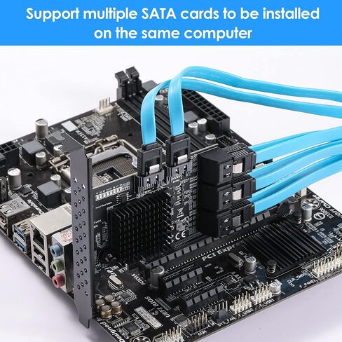 PCIE SATA 6 Gbit/s PCIE Expansion Card, 6-Port PCIE 1X SATA Card, SATA Controller, PCI-E 3.0 GEN3 ASM1166 chipset - with 6 SATA Cables and Flat Bracket in Saudi Arabia