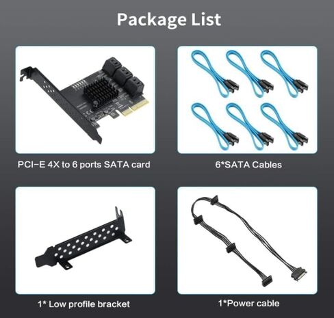 PCIE SATA 6 Gbit/s PCIE Expansion Card, 6-Port PCIE 1X SATA Card, SATA Controller, PCI-E 3.0 GEN3 ASM1166 chipset - with 6 SATA Cables and Flat Bracket in Kuwait