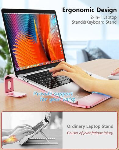 Laptop Stand for Desk with Wrist Protection, Heat Dissipation Laptop Riser[Lifting & Haning], Aluminum Alloy Portable Laptop Notebook Stand for MacBook Air Pro, Dell XPS, HP(10-17.3'')- Black in Saudi Arabia