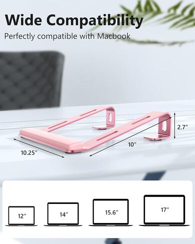 Laptop Stand for Desk with Wrist Protection, Heat Dissipation Laptop Riser[Lifting & Haning], Aluminum Alloy Portable Laptop Notebook Stand for MacBook Air Pro, Dell XPS, HP(10-17.3'')- Black in Saudi Arabia