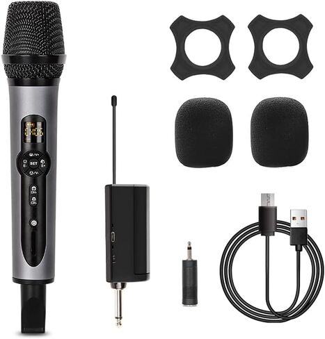 H1 Wireless Microphone, Professional Dynamic Mic System for Karaoke Singing, Wedding, DJ, Party, Speech, Church, Class Use.Rechargeable Receiver, 164 Ft, UHF Cordless Metal Microphone in Saudi Arabia