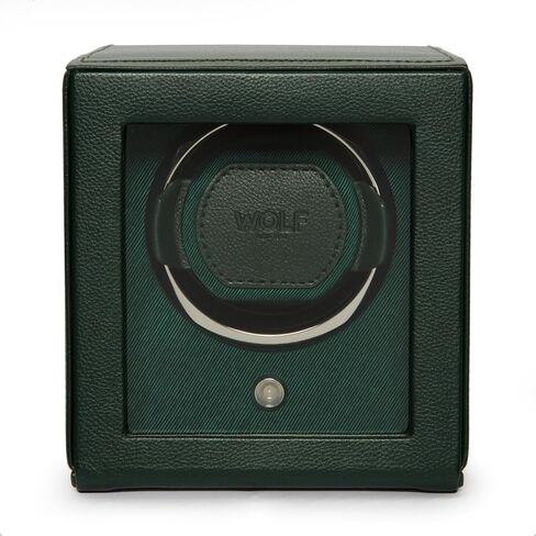 Wolf Cub Single Watch Winder with Glass Cover, Red - Secure Fit with Patented Lock-in Dynamic Cuff - Accommodates All Wrist Sizes - Vegan Leather - Includes Universal Adapter in Saudi Arabia