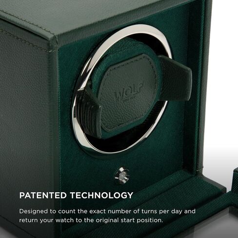 Wolf Cub Single Watch Winder with Glass Cover, Red - Secure Fit with Patented Lock-in Dynamic Cuff - Accommodates All Wrist Sizes - Vegan Leather - Includes Universal Adapter in Saudi Arabia