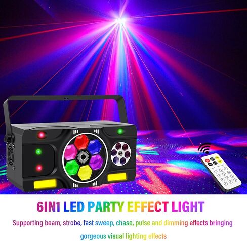 Party Lights,Stage Lights DJ Disco Lights DJ Lights for Parties with 6 RGBW Bee Eye Multi Lighting Effects DMX&Remote Control for Home Party Wedding Disco Events Stage Show Events Club Gig in Saudi Arabia