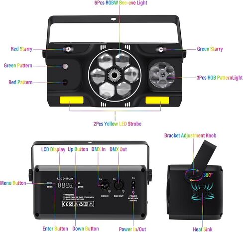 Party Lights,Stage Lights DJ Disco Lights DJ Lights for Parties with 6 RGBW Bee Eye Multi Lighting Effects DMX&Remote Control for Home Party Wedding Disco Events Stage Show Events Club Gig in Saudi Arabia