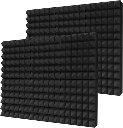TroyStudio Thick Acoustic Foam Panels, 12 X 12 X 3 Inch 12 Pcs Broadband Sound Absorbing Foam, Dense Soundproof Padding Tile, Recording Studio Foam Absorber, Pyramid Decorative 3D Wall Ceiling Panel in Kuwait