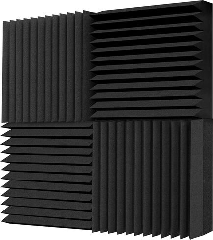 TroyStudio Thick Acoustic Foam Panels, 12 X 12 X 3 Inch 12 Pcs Broadband Sound Absorbing Foam, Dense Soundproof Padding Tile, Recording Studio Foam Absorber, Pyramid Decorative 3D Wall Ceiling Panel in Kuwait
