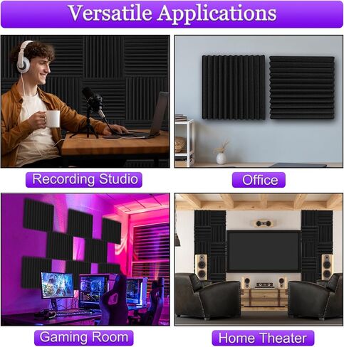 TroyStudio Thick Acoustic Foam Panels, 12 X 12 X 3 Inch 12 Pcs Broadband Sound Absorbing Foam, Dense Soundproof Padding Tile, Recording Studio Foam Absorber, Pyramid Decorative 3D Wall Ceiling Panel in Kuwait