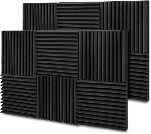 TroyStudio Thick Acoustic Foam Panels, 12 X 12 X 3 Inch 12 Pcs Broadband Sound Absorbing Foam, Dense Soundproof Padding Tile, Recording Studio Foam Absorber, Pyramid Decorative 3D Wall Ceiling Panel in Kuwait