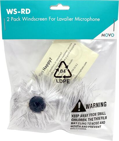 ميكروفون Movo WS-RD10 ثنائي الطبقات من فروي Lavalier مزود بميكروفون Lav مقاس 10 مم (عبوتان) in Saudi Arabia