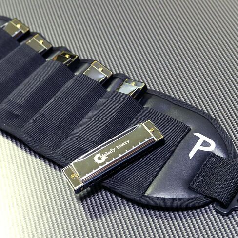 Perri's Leathers Ltd. - Leather Harmonica Belt - 6 Pockets - Adjustable Harmonica Holder - Ideal for All Levels - Black (HP-7296) in Saudi Arabia