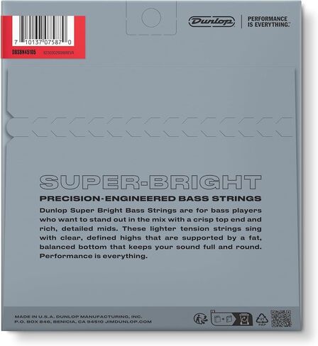 Briskdrop Dunlop DBSBN45105 Super Bright Bass Strings, Nickel Wound, Medium, 045-.105, 4 Strings/Set (2 Pack) in Saudi Arabia