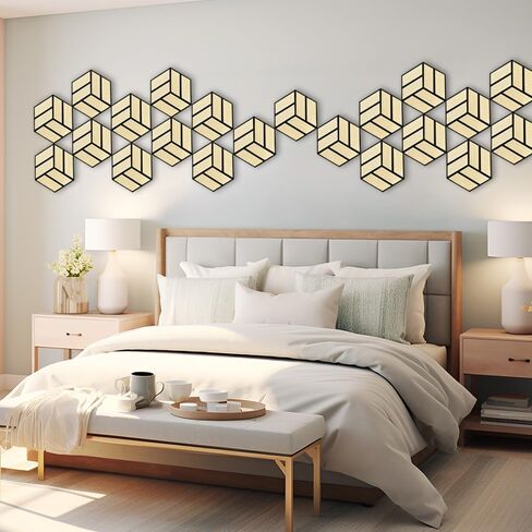 Urban Decor Acoustic Slat Wall Soundproof Foam Panels (Hexagon in Light Oak Color) for 3D Wood Wall Decor, Cool Room Accessories, Acoustic Insulation, Mens Room Decor, Gaming Areas, TV walls and more in Saudi Arabia