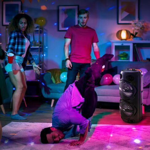 Pyle Portable Bluetooth PA Speaker - 200W Dual 4" Rechargeable Indoor/Outdoor BT Karaoke Audio System - TWS, Party Lights, LED Display, FM/AUX/MP3/USB, 6.5mm in, Carry Handle - Wireless Mic, Remote in Saudi Arabia