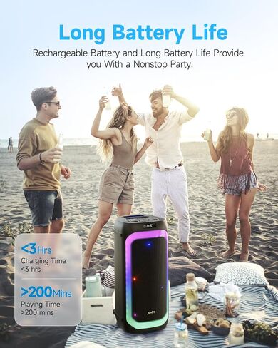آلة موكي كاريوكي مع 2 ميكروفونات لاسلكية UHF، مكبر صوت مزدوج للحفلات مقاس 6.5 بوصة، نظام بلوتوث PA محمول مع أضواء ديسكو، تعديل الصدى/الثلاثي/الجهير، يدعم AUX/USB/TF/FM in Kuwait