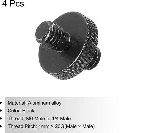 PATIKIL Mic Stand Adapter M5 Male to 1/4 Male Thread Tripod Screw Adapter Double Sides Camera Screw for Microphone Tripod Stand Black 4 Pack in Saudi Arabia