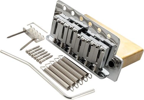 Musiclily Ultra 52.5mm (2-1/16 inch) Standard 6-Screw ST Tremolo Bridge with Modern Brass Saddles 36mm Solid Brass Block Push-In Arm for Strat Style Electric Guitar, Black in Saudi Arabia