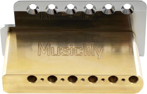 Musiclily Ultra 52.5mm (2-1/16 inch) Standard 6-Screw ST Tremolo Bridge with Modern Brass Saddles 36mm Solid Brass Block Push-In Arm for Strat Style Electric Guitar, Black in Saudi Arabia