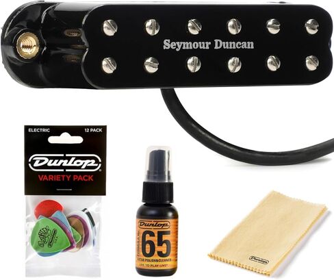 سيمور دنكان SJBJ-1b JB Jr. Humbucker Strat Pickup - وضع الجسر - حزمة مع مجموعة Dunlop Pick Pack ومجموعة تلميع (أسود) in Saudi Arabia
