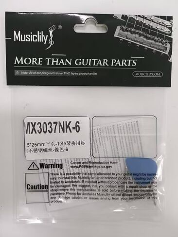 Musiclily Ultra 3.5x25mm Stainless Steel Flat Head Countersunk Mounting Screws for Electric Guitar or Bass Bridge, Nickel (Set of 6) in Saudi Arabia