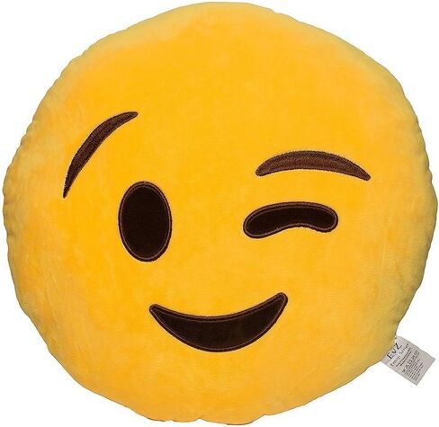 EvZ Emoji Relaxed Face Emoticon Cushion Stuffed Plush Soft Pillow, Official Certified, 32cm Yellow in Saudi Arabia