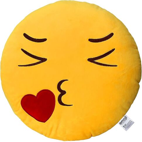 EvZ Emoji Relaxed Face Emoticon Cushion Stuffed Plush Soft Pillow, Official Certified, 32cm Yellow in Saudi Arabia