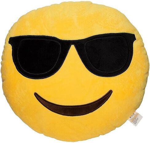 EvZ Emoji Relaxed Face Emoticon Cushion Stuffed Plush Soft Pillow, Official Certified, 32cm Yellow in Saudi Arabia